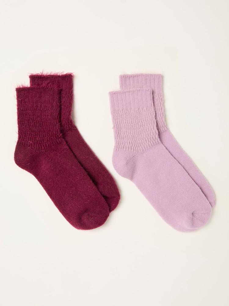 fat face Burgundy 2 Pairs of Super Soft Socks