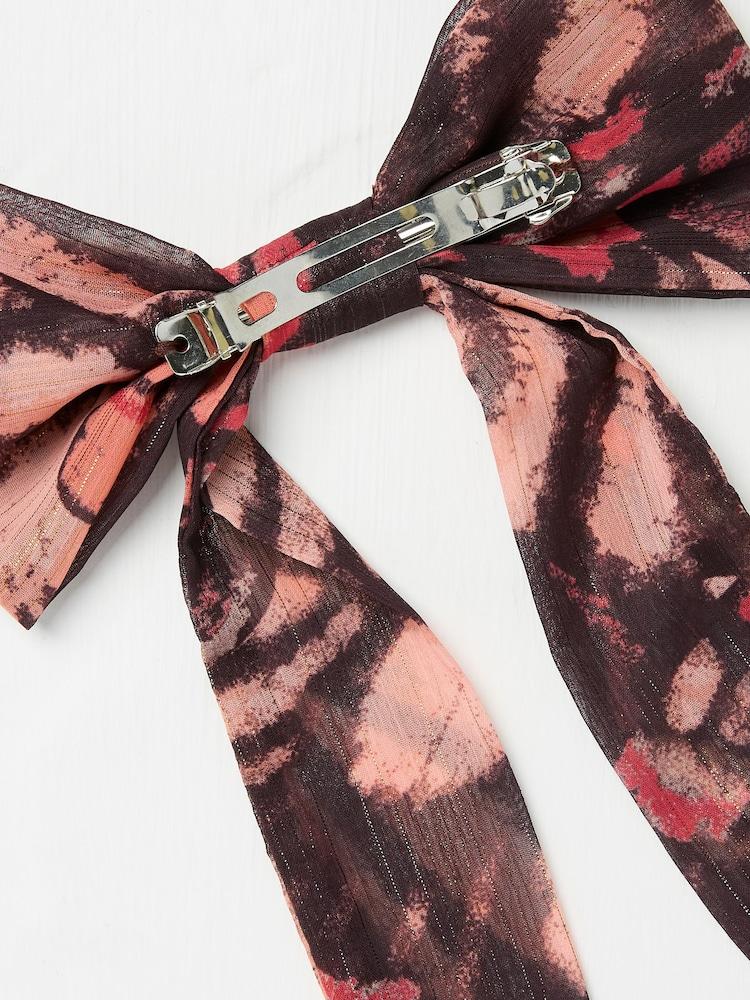 Fat Face Burgundy Red Copper & Black Hair Bow