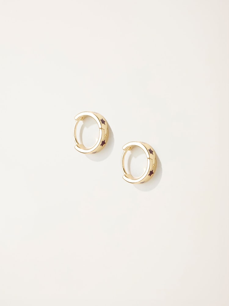 Fat Face Burgundy Red Enamel Star Stud Earrings