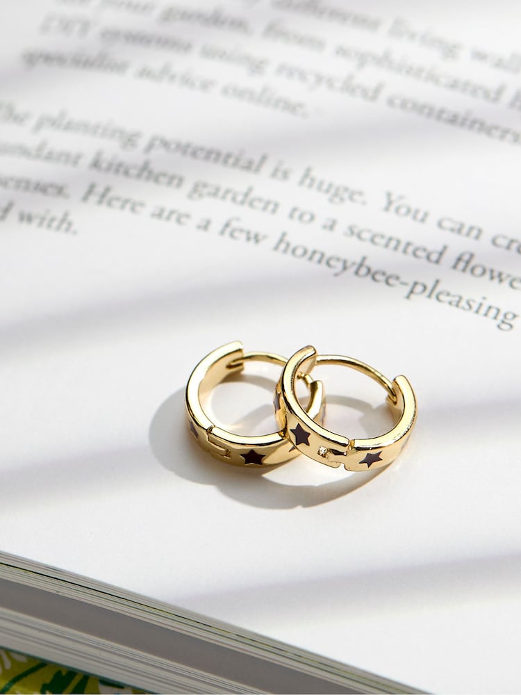 Fat Face Burgundy Red Enamel Star Stud Earrings