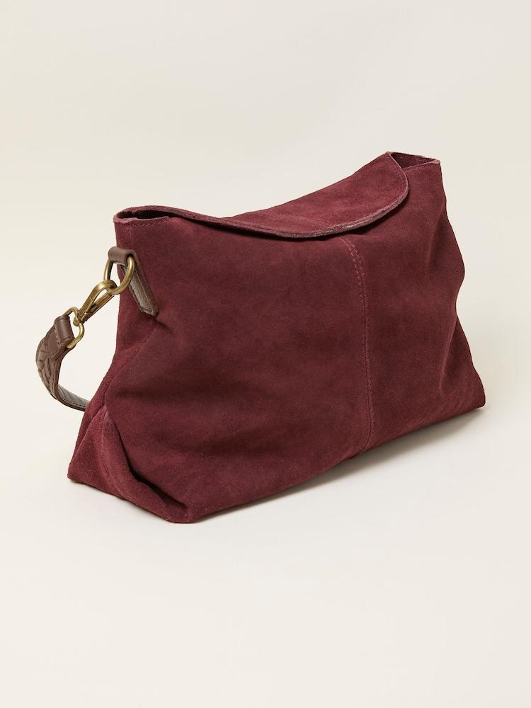 Fat Face Burgundy Red Suede Envelope Bag