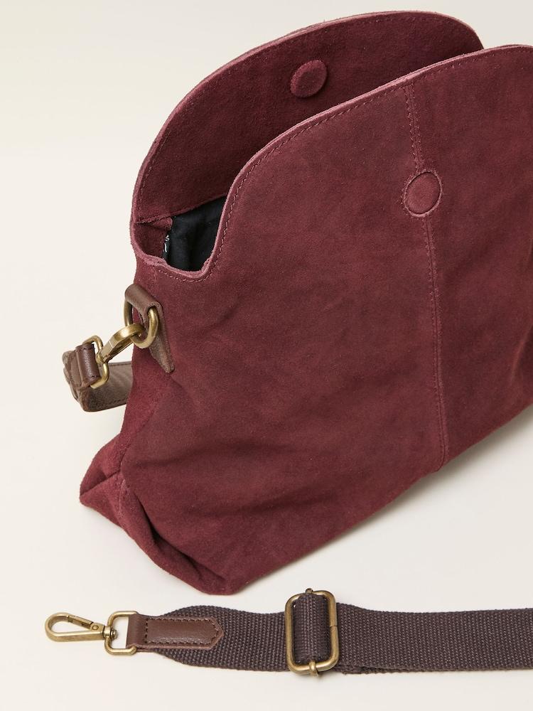fat face Burgundy Red Suede Envelope Bag