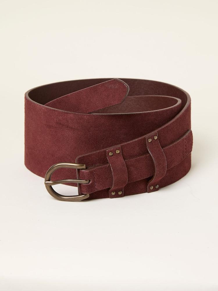 Fat Face Burgundy Red Suede Waist Belt