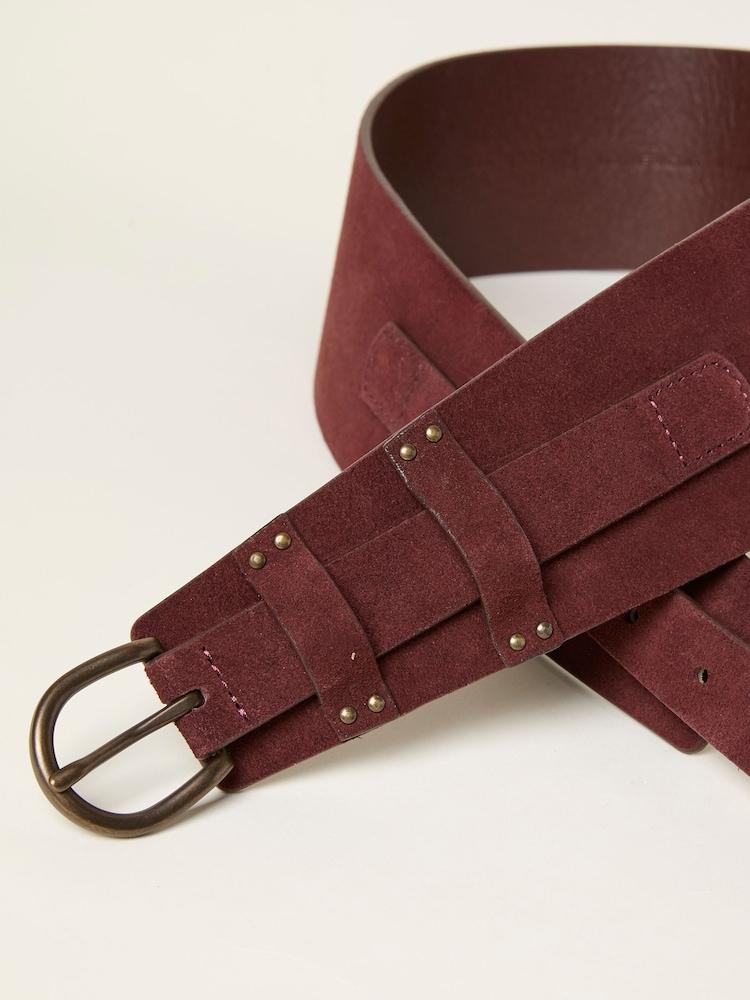 Fat Face Burgundy Red Suede Waist Belt