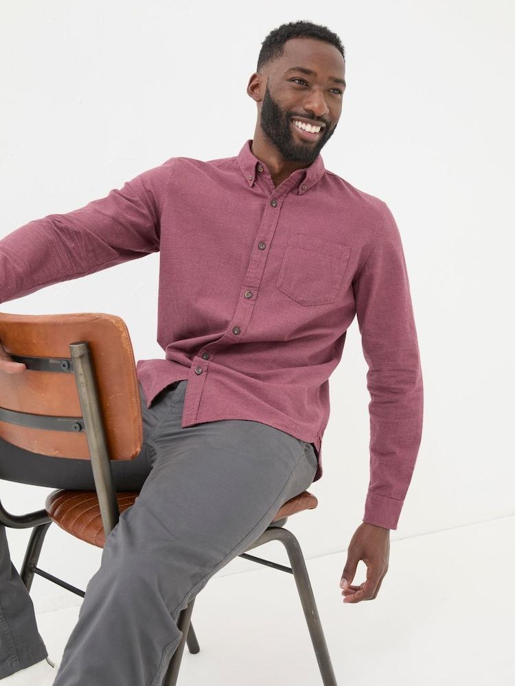 Fat Face Burgundy Red Tadlow Puppytooth Shirt