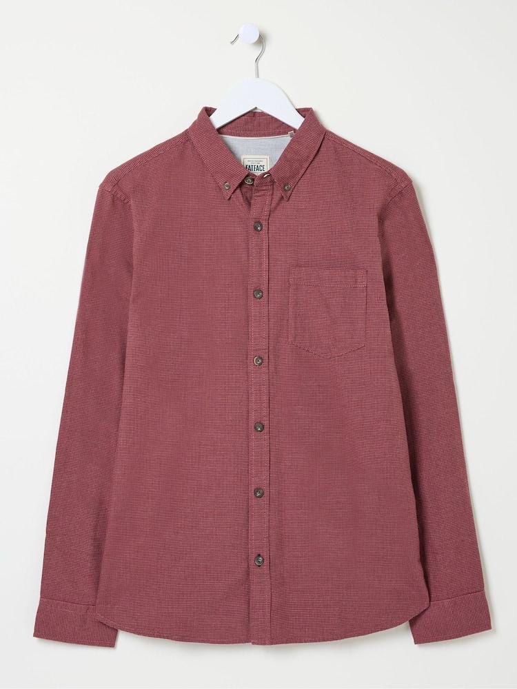 fat face Burgundy Red Tadlow Puppytooth Shirt