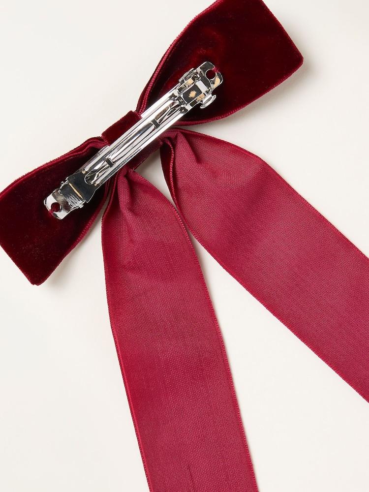 fat face Burgundy Red Velvet Hair Bow