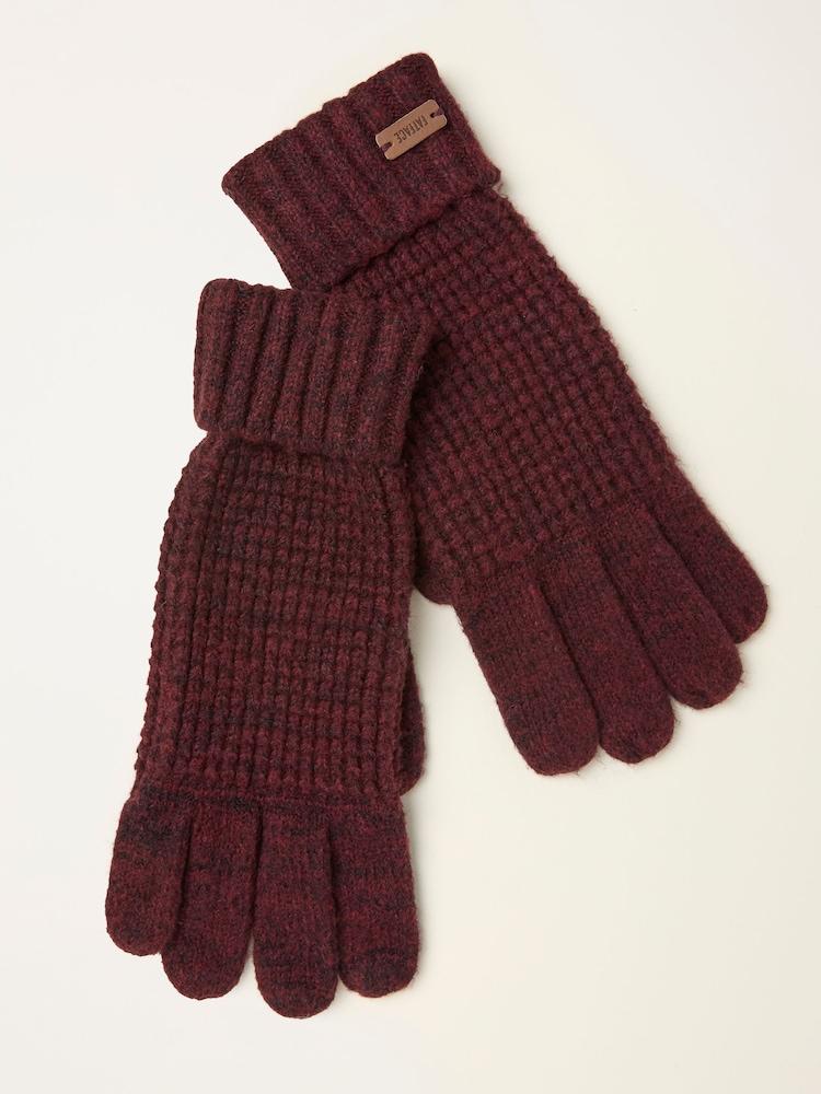 Fat Face Burgundy Red Waffle Gloves