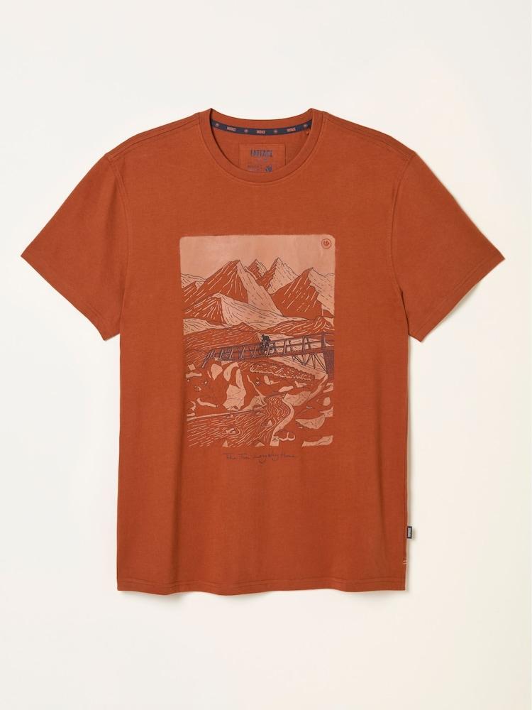 fat face Burnt Orange Hiking Hills Graphic Tshirt