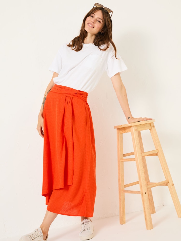 Fat Face Burnt Orange Juni Midi Skirt