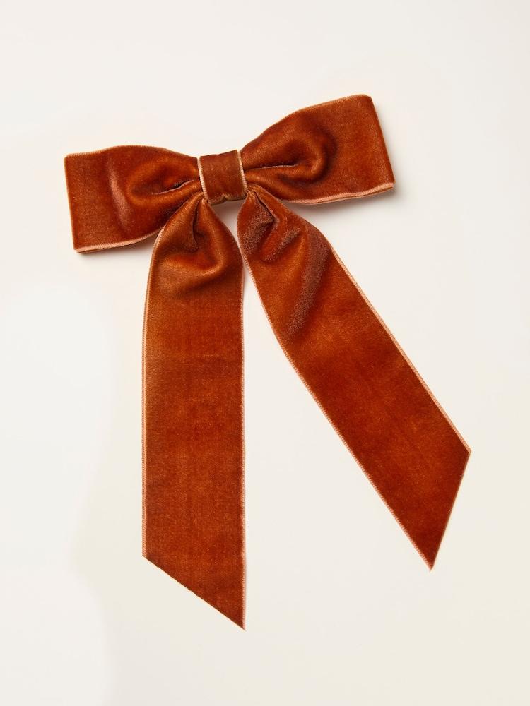 Fat Face Burnt Orange Velvet Hair Bow