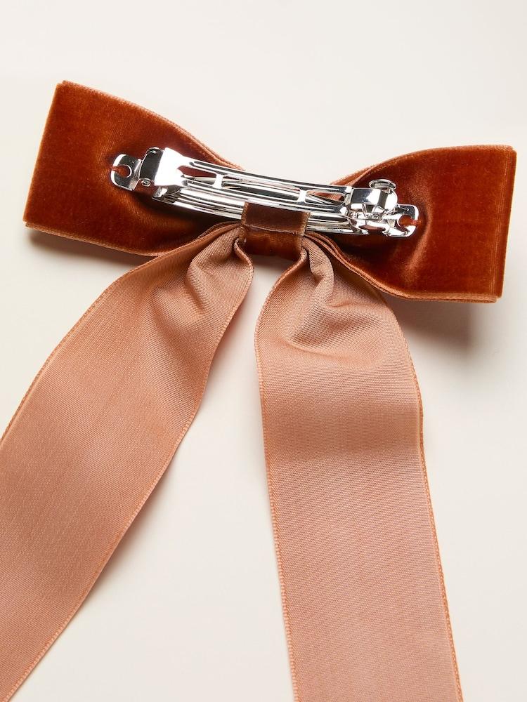 Fat Face Burnt Orange Velvet Hair Bow