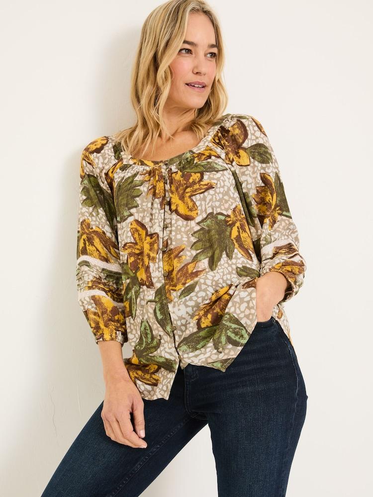 Fat Face Caitlin Natural Wilding Leaves Tunic