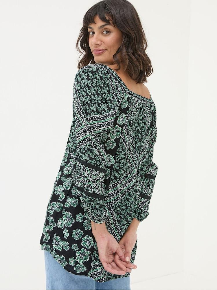 Fat Face Caitlin Washed Black Spaced Floral Tunic