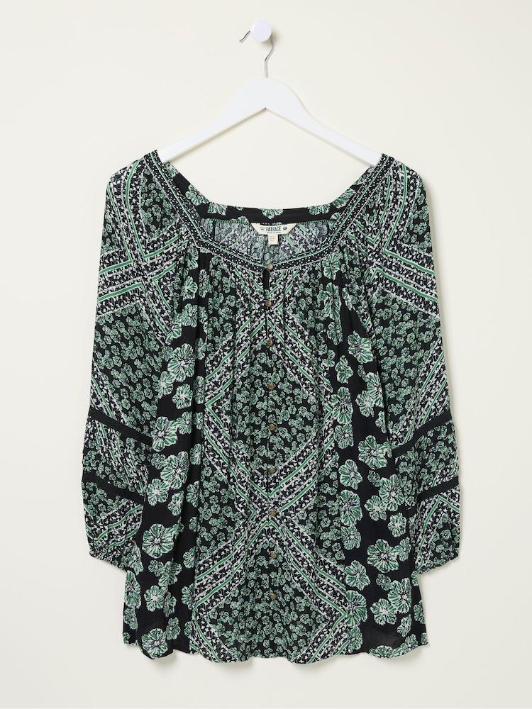 fat face Caitlin Washed Black Spaced Floral Tunic