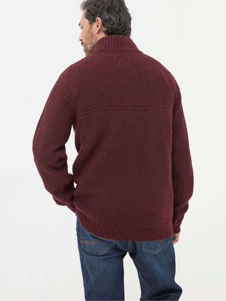 Fat Face Calder Burgundy Red Half Neck Jumper