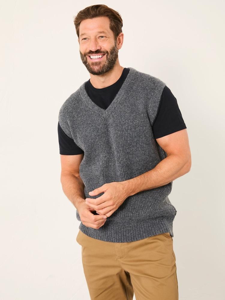 Fat Face Calder Charcoal Grey V-Neck Knitted Tank