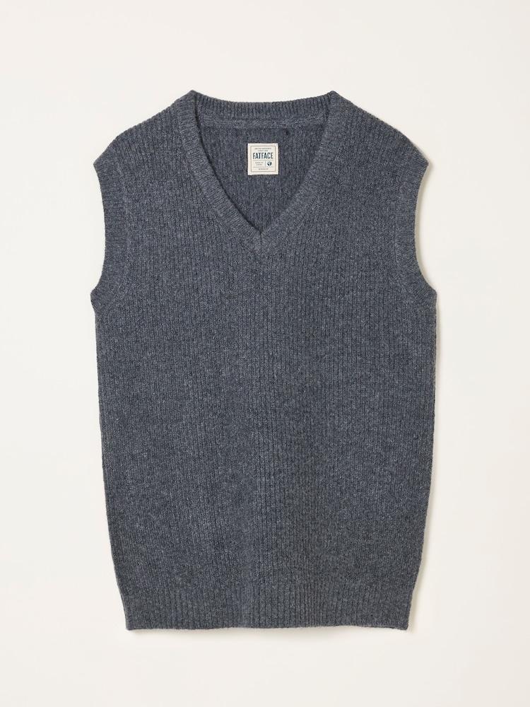 fat face Calder Charcoal Grey V-Neck Knitted Tank