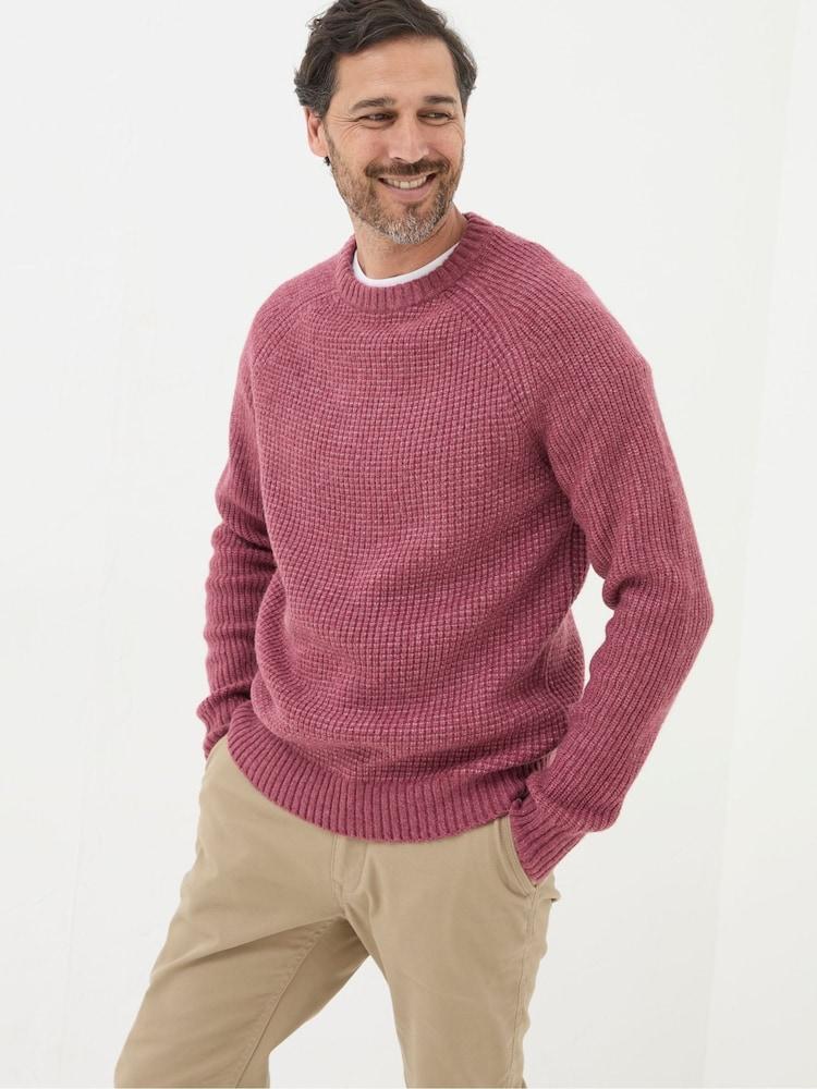 Fat Face Calder Dark Pink Crew Neck Jumper