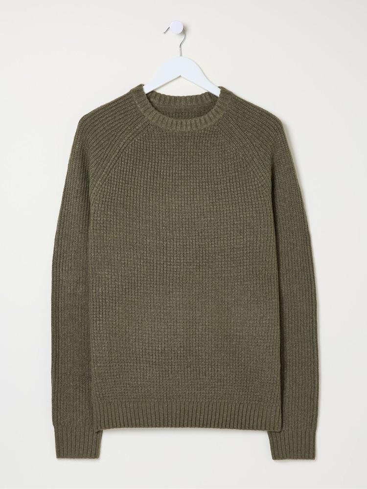 fat face Calder Khaki Green Crew Neck Jumper