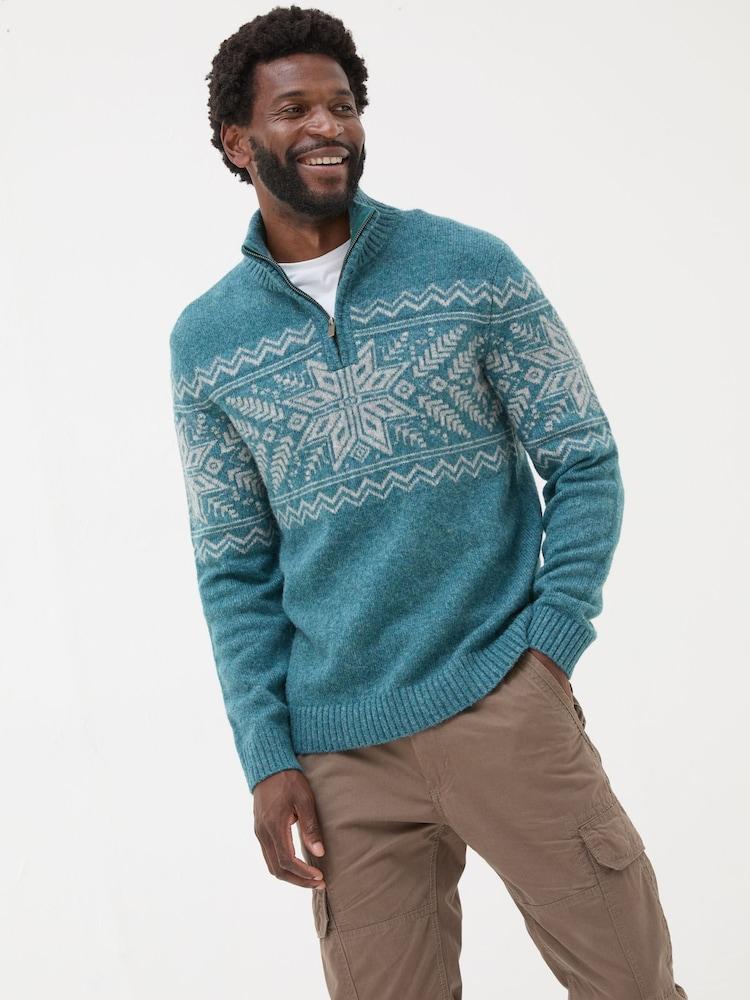 Fat Face Calder Light Blue Half Neck Jumper