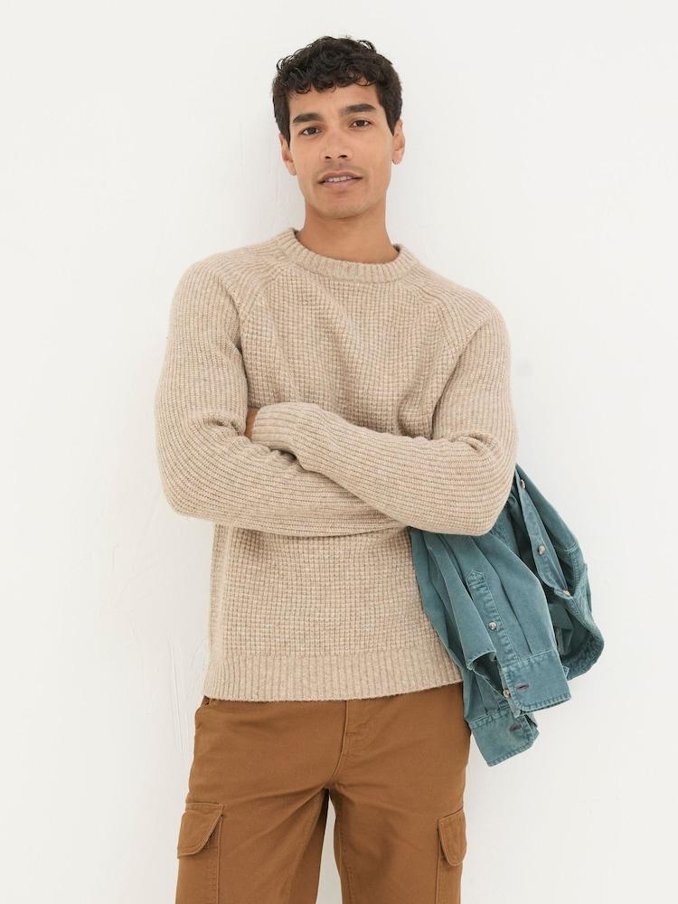 Fat Face Calder Natural Crew Neck Jumper