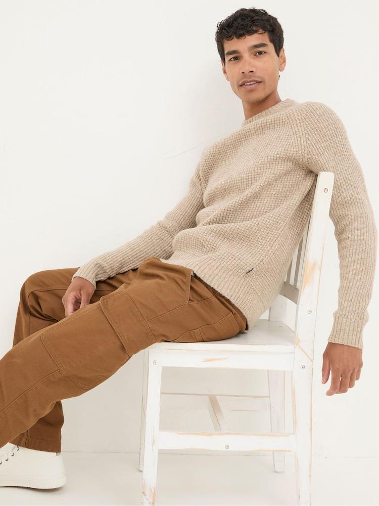 Fat Face Calder Natural Crew Neck Jumper