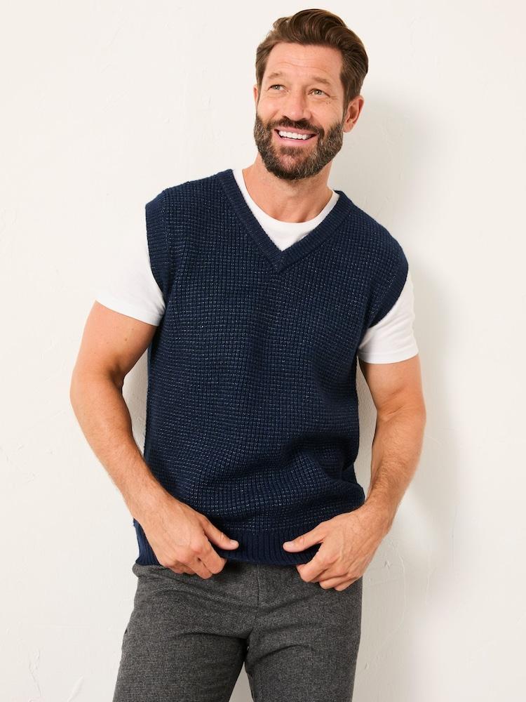 Fat Face Calder Navy V-Neck Knitted Tank