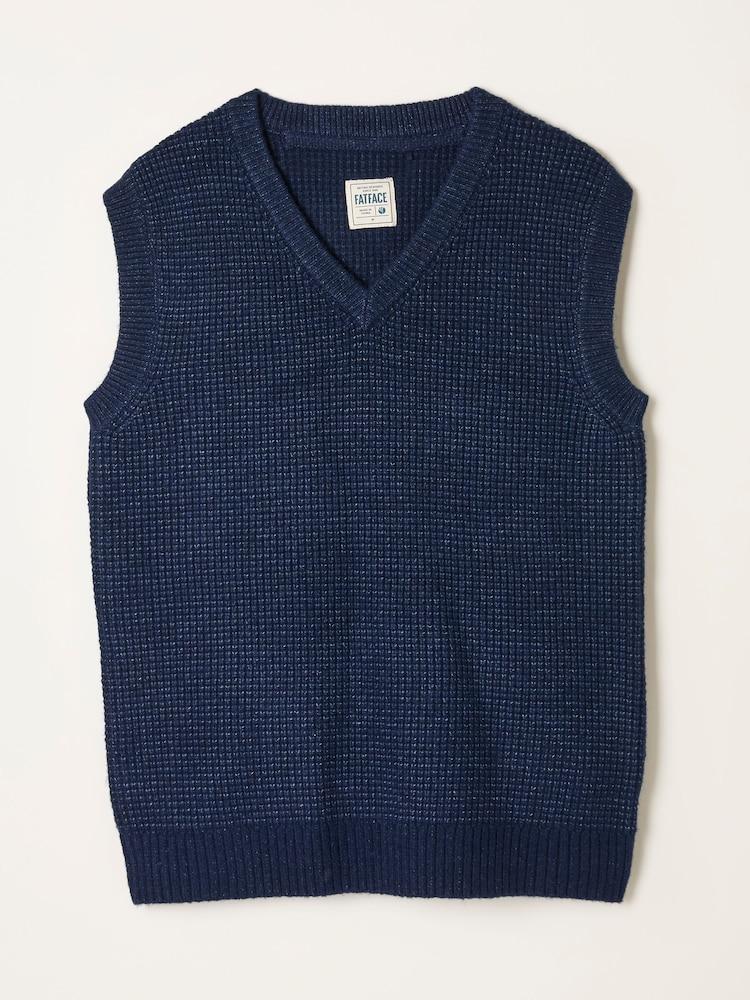 fat face Calder Navy V-Neck Knitted Tank