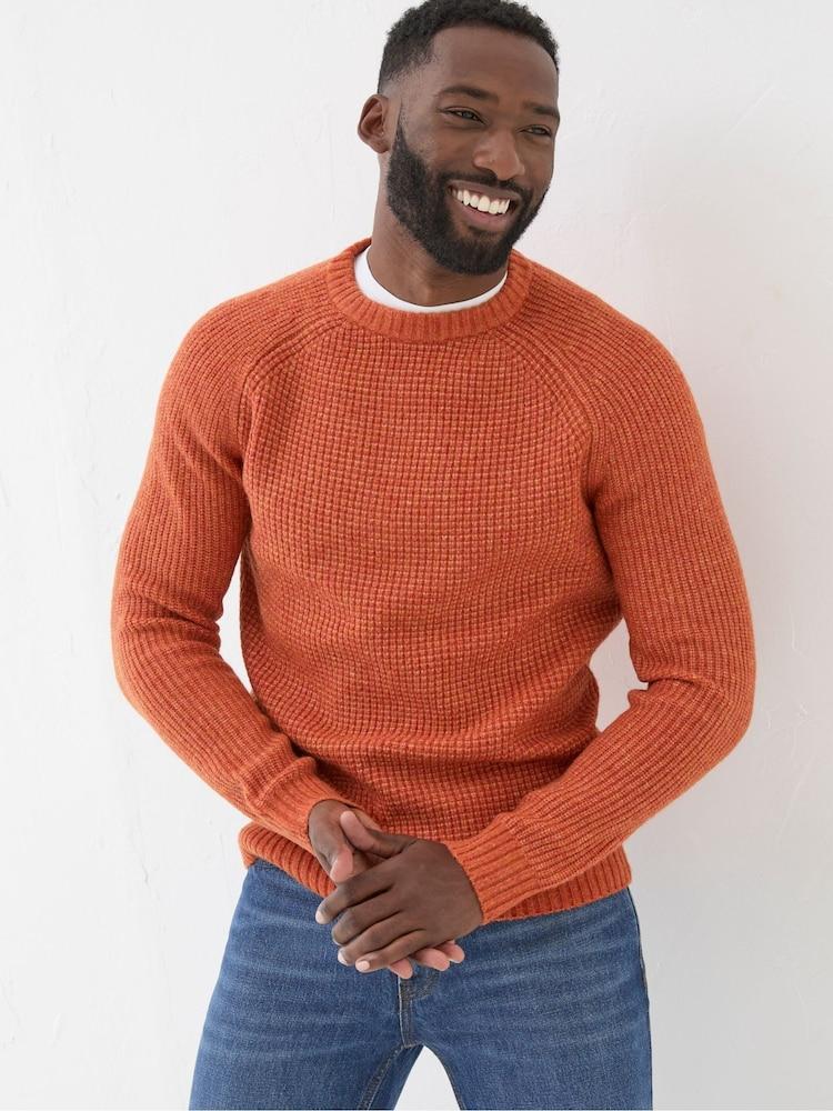 Fat Face Calder Orange Crew Neck Jumper