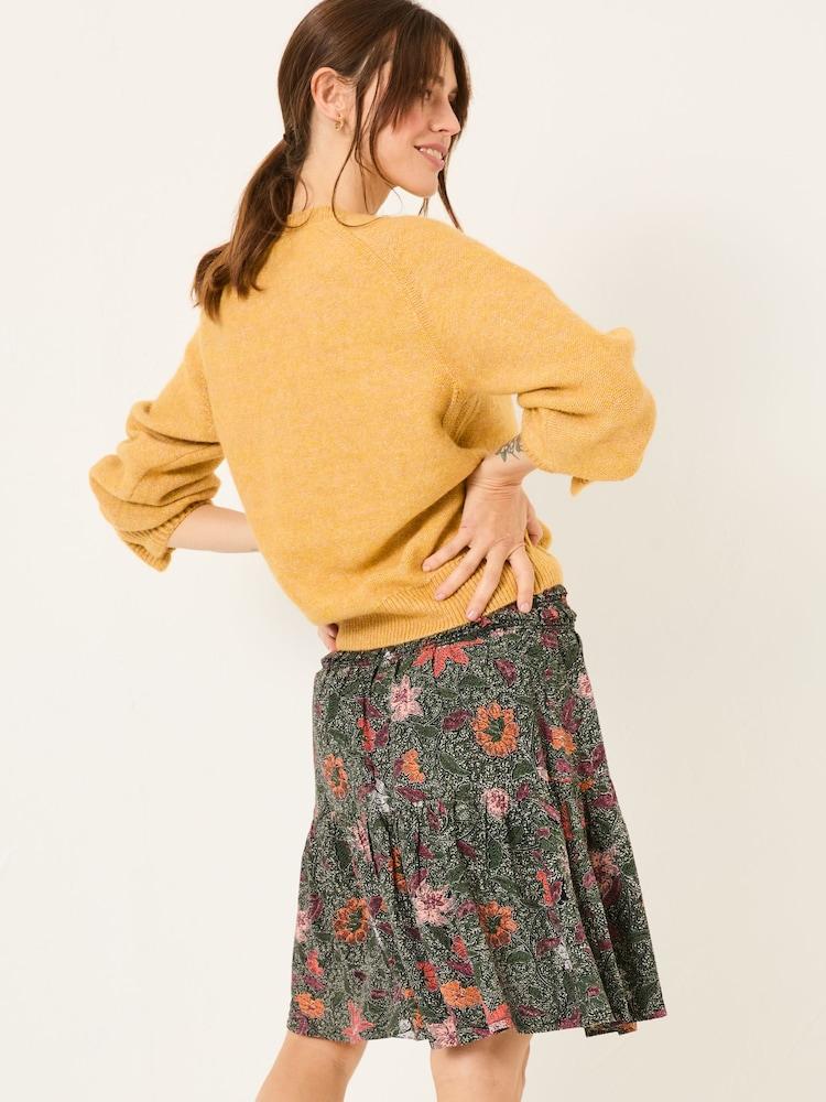 Fat Face Calli Black Detail Floral Skirt