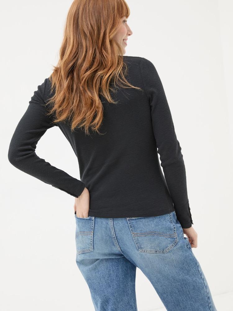 Fat Face Callie Black High Neck Top