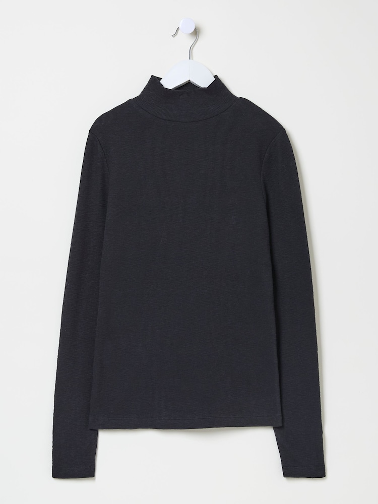 fat face Callie Black High Neck Top