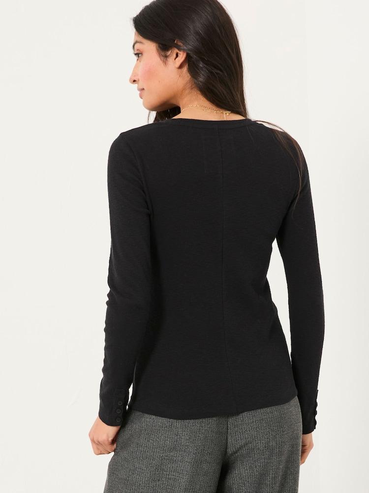 Fat Face Callie Black Long Sleeve Top