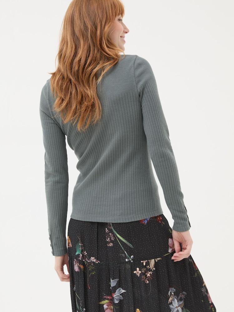 Fat Face Callie Grey High Neck Rib Top