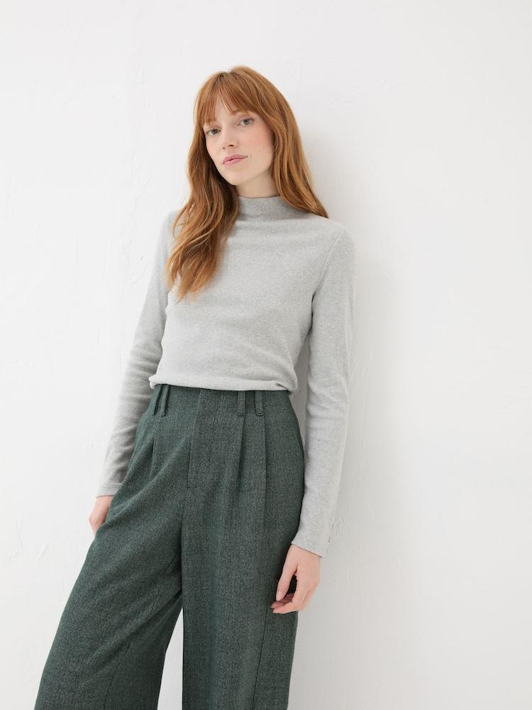 Fat Face Callie Light Grey High Neck Top