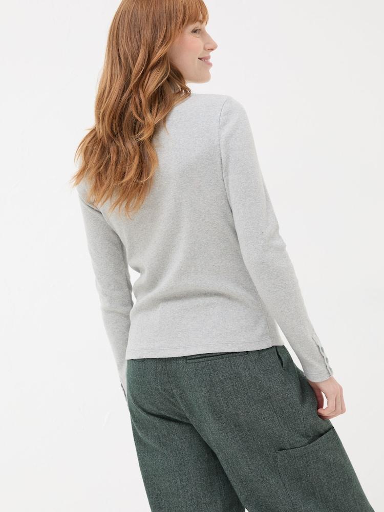 Fat Face Callie Light Grey High Neck Top