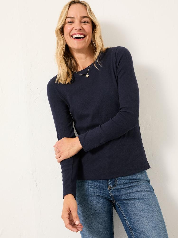 Fat Face Callie Navy Long Sleeve Top