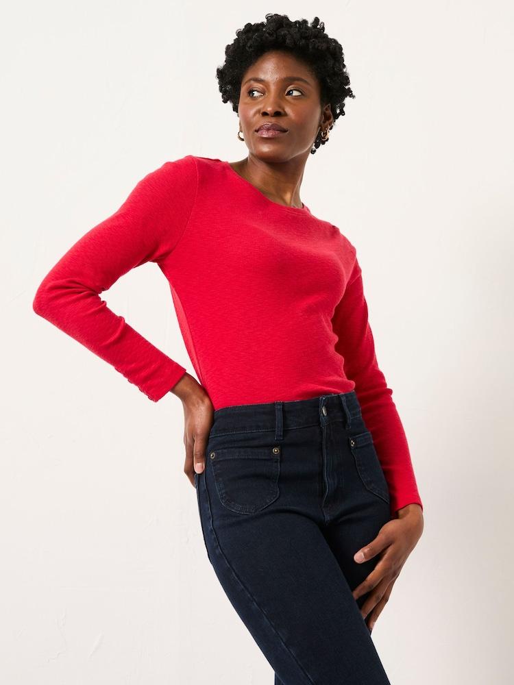 Fat Face Callie Red Long Sleeve Top