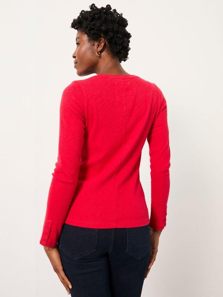 Fat Face Callie Red Long Sleeve Top