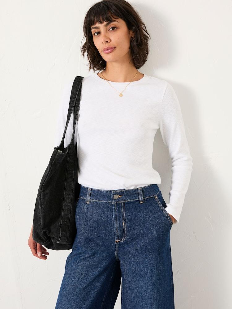 Fat Face Callie White Long Sleeve Top