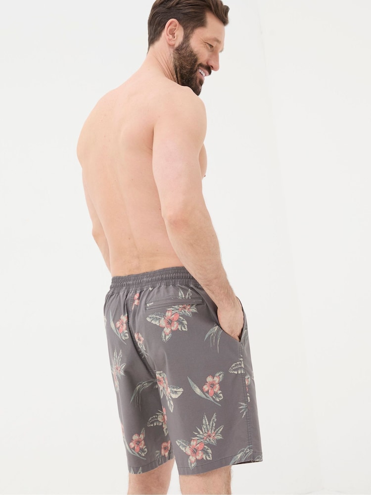 Fat Face Camber Brown Hibiscus Swim Shorts