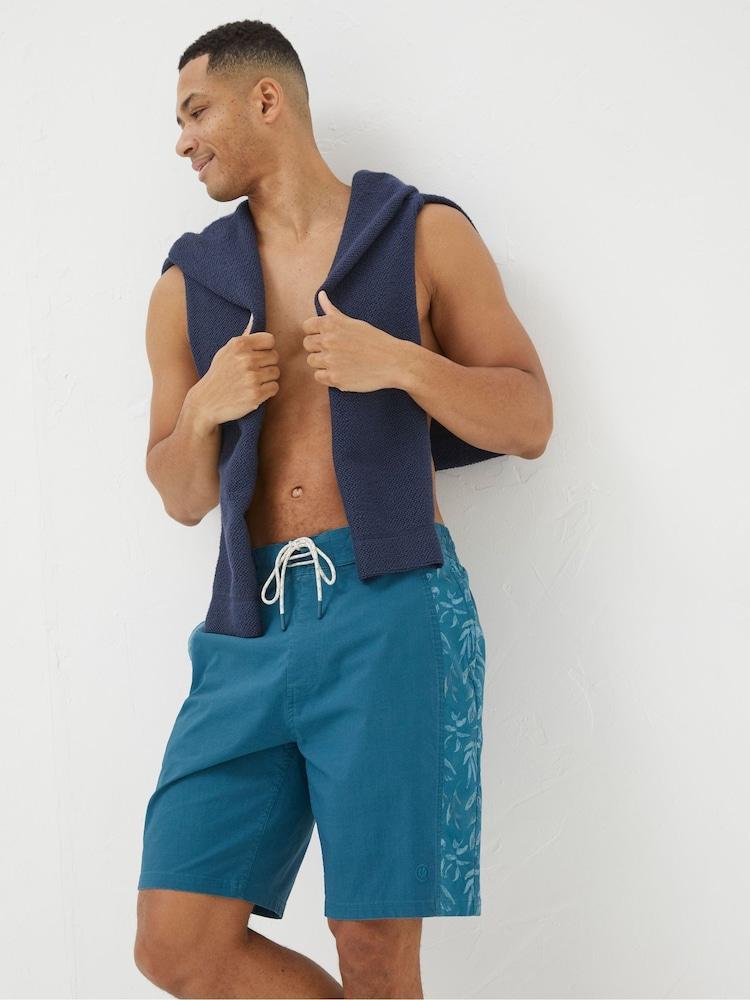 Fat Face Camber Green Panel Print Swim Shorts