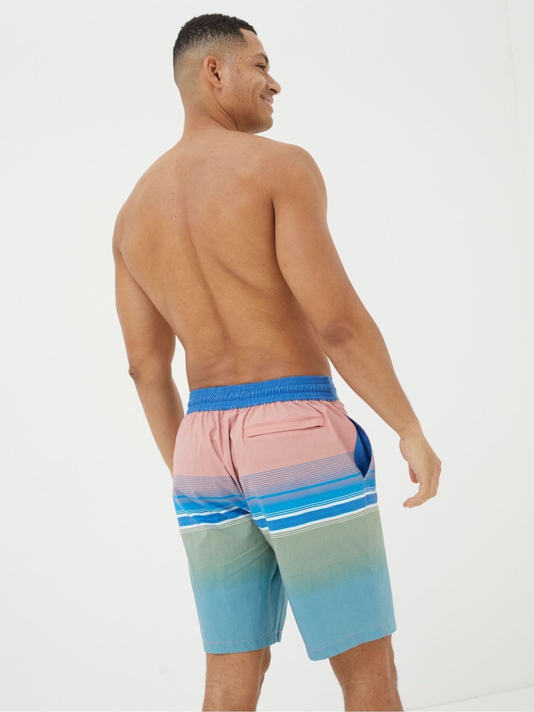 Fat Face Camber Pink Placement Stripe Swim Shorts