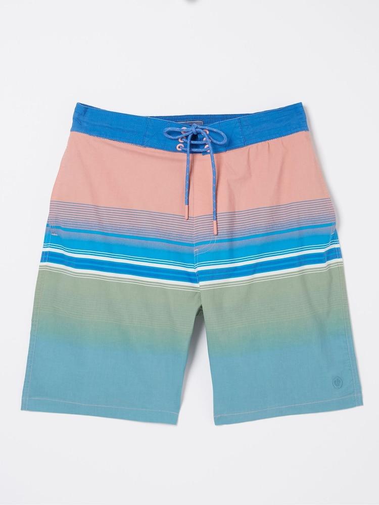 fat face Camber Pink Placement Stripe Swim Shorts