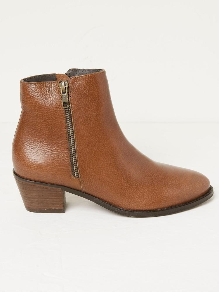 Fat Face Camel Betsy Zip Detail Ankle Boots