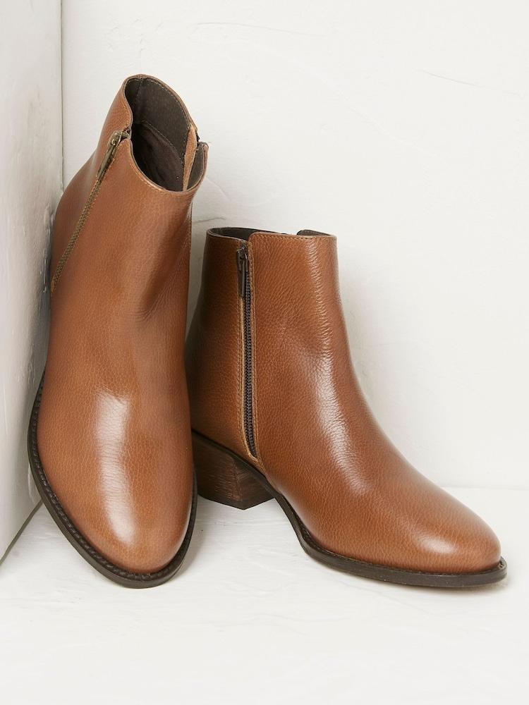Fat Face Camel Betsy Zip Detail Ankle Boots