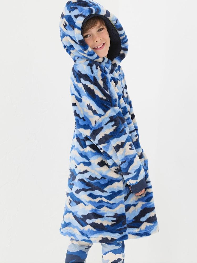 Fat Face Camo Navy Blue Oversized Hoodie