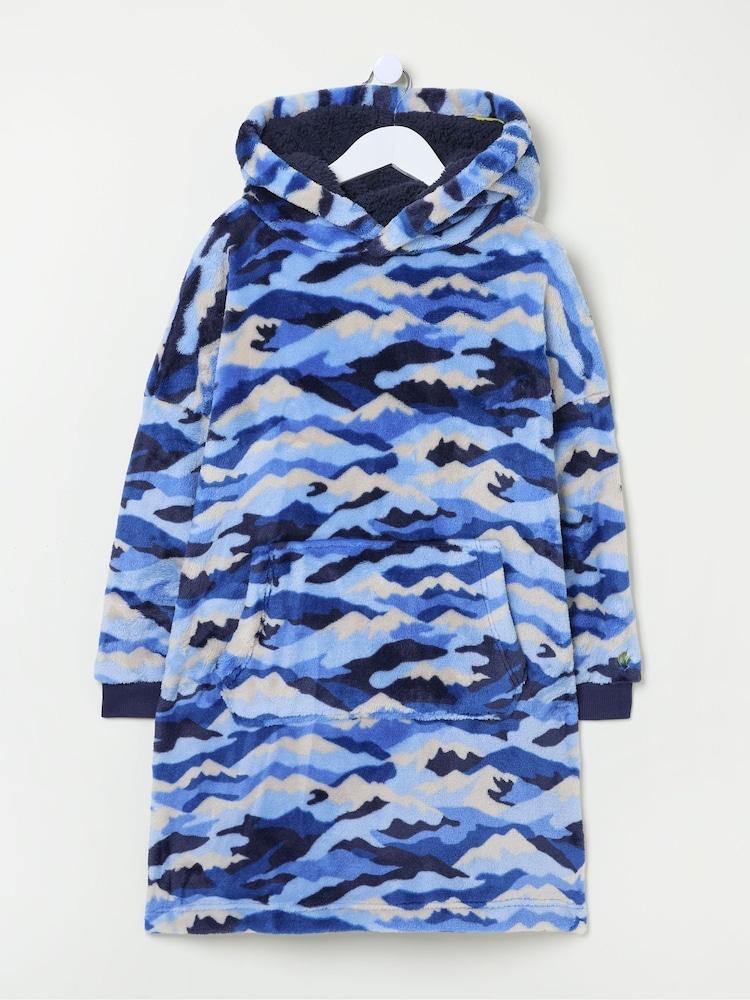 fat face Camo Navy Blue Oversized Hoodie