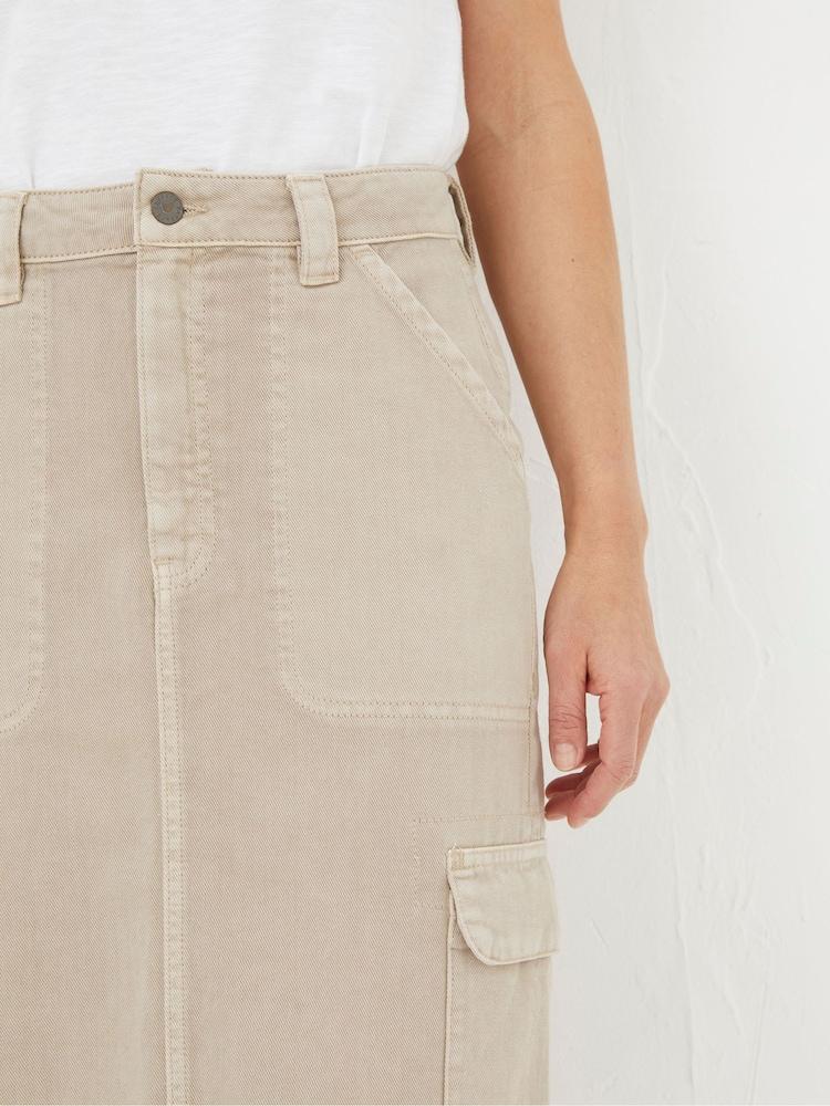 Fat Face Candace Natural Cargo Midi Skirt